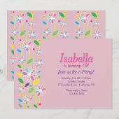 Flower Border Invitation Kaart (Voorkant / Achterkant)