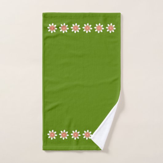 Flower Border Retro Avocado Groen Bad Handdoek (Handdoek)