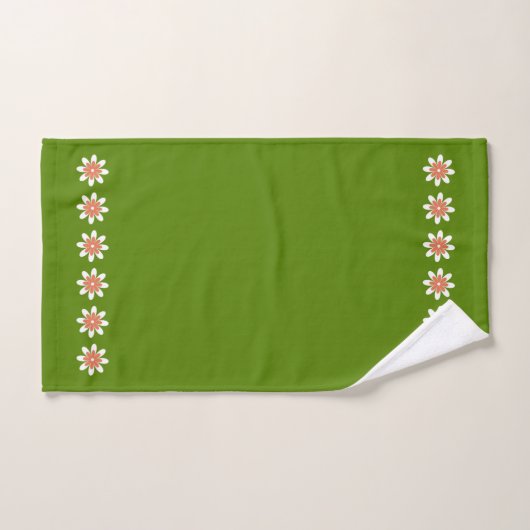 Flower Border Retro Avocado Groen Bad Handdoek (Handdoek)