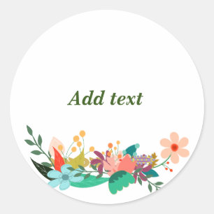 Flower Border Sjabloon, , Ronde Sticker