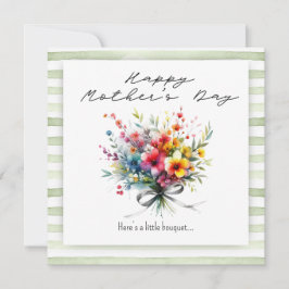 Flower Bouquet Happy Mother's Day green background Kaart