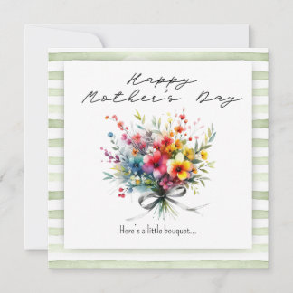 Flower Bouquet Happy Mother's Day green background Kaart