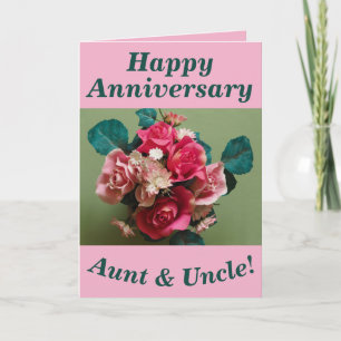 Flower Bouquet Jubileum Kaart voor Tante & Uncle