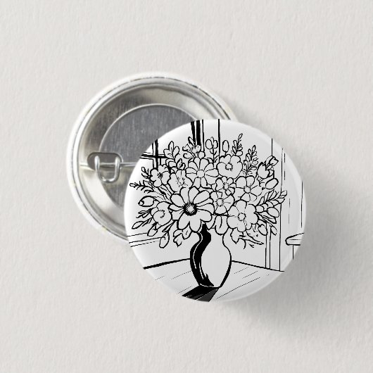 Flower Bouquet Ronde Button 3,2 Cm (Voorkant /achterkant)