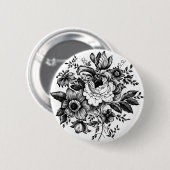 Flower Bouquet Silhouette Ronde Button 5,7 Cm (Voorkant /achterkant)