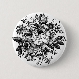 Flower Bouquet Silhouette Ronde Button 5,7 Cm