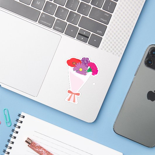 Flower Bouquet Sticker (Laptop met iPhone)