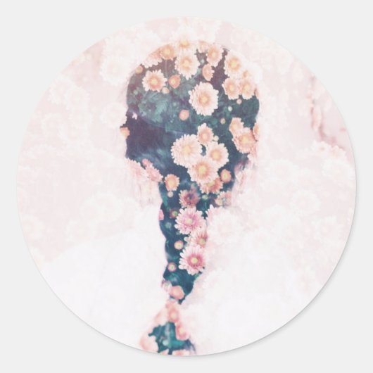 Flower Braid Pastel Roze Ronde  Sticker (Voorkant)