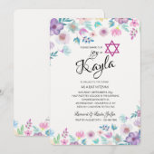 Flower Breeze Bat Mitzvah Uitnodiging (Voorkant / Achterkant)