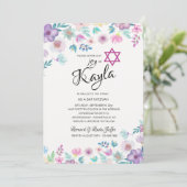 Flower Breeze Bat Mitzvah Uitnodiging (Staand voorkant)