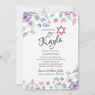 Flower Breeze Bat Mitzvah Uitnodiging
