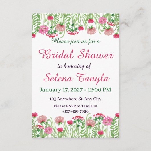 Flower Bridal Shower Invitation Card Kaart (Voorkant)