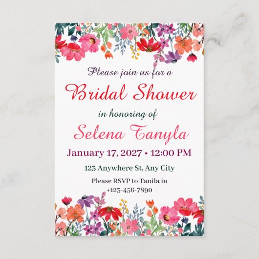  Flower Bridal Shower Invitation Card Kaart (Voorkant)