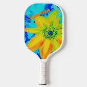 Flower Bright Kleurrijk Geel Sinaasappel Blauw Pickleball Paddle (Achterkant)