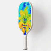 Flower Bright Kleurrijk Geel Sinaasappel Blauw Pickleball Paddle (Links)