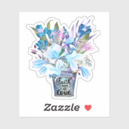 Flower Bucket Blue Faith Hope Love Laptop Sticker