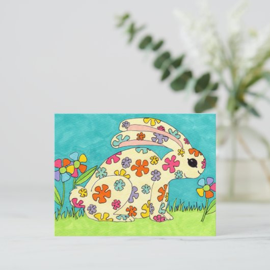 Flower Bunny Briefkaart (Staand voorkant)
