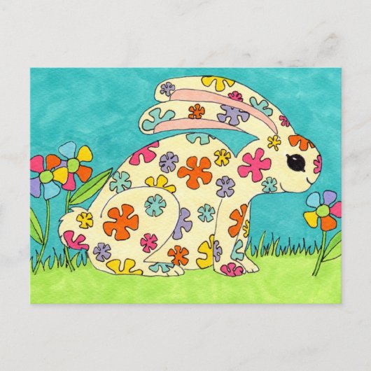 Flower Bunny Briefkaart (Voorkant)