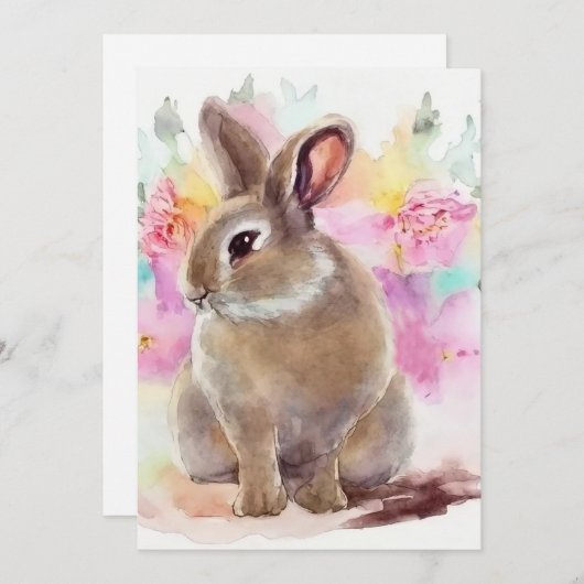 Flower Bunny Feestdagenkaart (Voorkant / Achterkant)