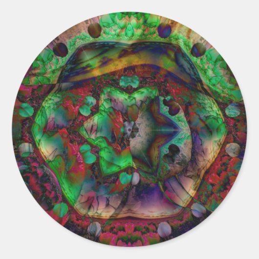  Flower Burst Abstract Ronde Sticker (Voorkant)