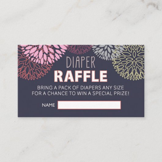 Flower Burst Luier Raffle Ticket Informatiekaartje (Voorkant)