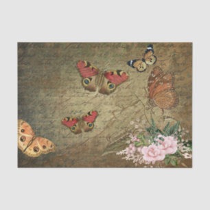 Flower Butterfly Decoupage  Ephemera Tissuepapier