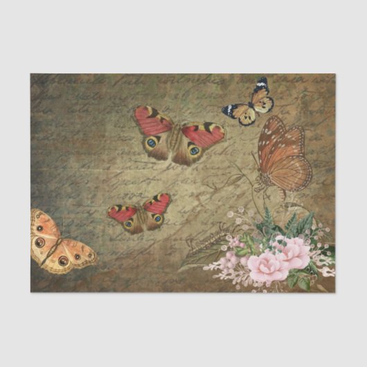 Flower Butterfly Decoupage  Ephemera Tissuepapier (Voorkant)