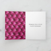 Flower Butterfly Glam Girly Pink Faux Velvet Kaart (Binnen)