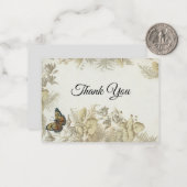 Flower Butterfly Thank You Card Notitiekaartje (Voorkant / Achterkant in situ)