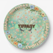 Flower & Butterfly Verjaardag Bord (Voorkant)