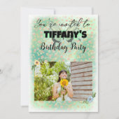 Flower & Butterfly Verjaardag Uitnodiging (Voorkant)