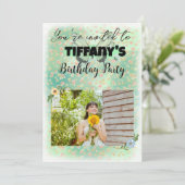 Flower & Butterfly Verjaardag Uitnodiging (Staand voorkant)