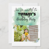 Flower & Butterfly Verjaardag Uitnodiging (Voorkant)