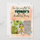 Flower & Butterfly Verjaardag Uitnodiging (Voorkant)