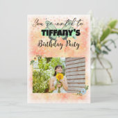 Flower & Butterfly Verjaardag Uitnodiging (Staand voorkant)