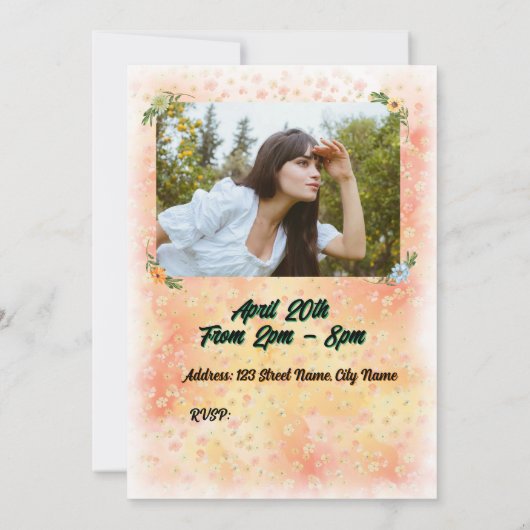 Flower & Butterfly Verjaardag Uitnodiging (Achterkant)