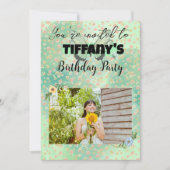 Flower & Butterfly Verjaardag Uitnodiging (Voorkant)