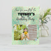 Flower & Butterfly Verjaardag Uitnodiging (Staand voorkant)