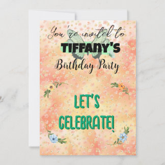 Flower & Butterfly Verjaardag Uitnodiging