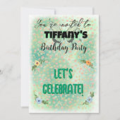 Flower & Butterfly Verjaardag Uitnodiging (Voorkant)