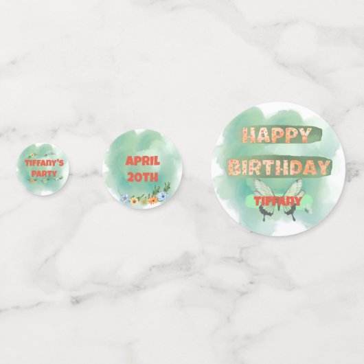 Flower & Butterfly Verjaardagstafel Confetti (Achterkanten)