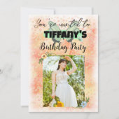 Flower & Butterfly verjaardagsuitnodiging Kaart (Voorkant)