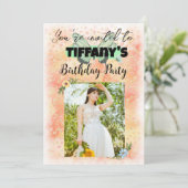 Flower & Butterfly verjaardagsuitnodiging Kaart (Staand voorkant)