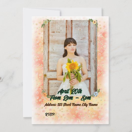 Flower & Butterfly verjaardagsuitnodiging Kaart (Achterkant)