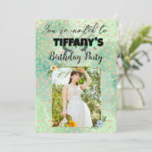 Flower & Butterfly verjaardagsuitnodiging Kaart (Staand voorkant)