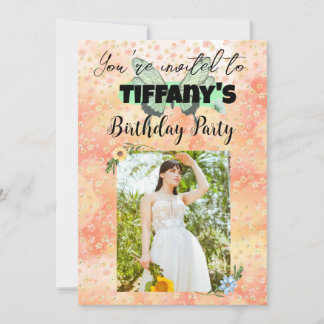 Flower & Butterfly verjaardagsuitnodiging Kaart