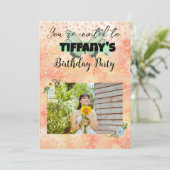 Flower & Butterfly voeg uw foto Uitnodiging toe (Staand voorkant)