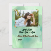 Flower & Butterfly voeg uw foto Uitnodiging toe (Achterkant)