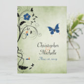 Flower Butterfly Wedding Uitnodiging, Receptie & R Kaart (Staand voorkant)