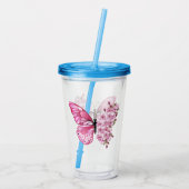 Flower Butterfly with Pink Sakura Acryl Drinkbeker (Achterkant)